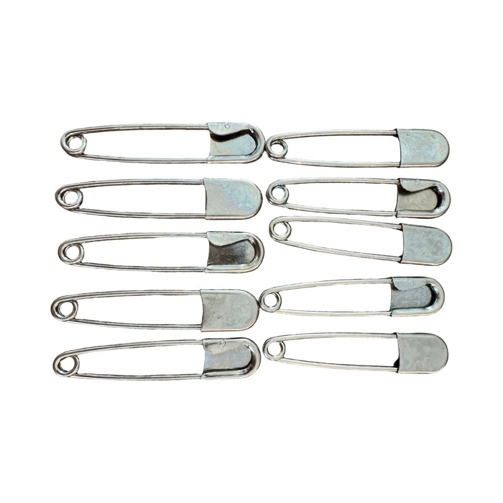 Lot of 10 VINTAGE MILITARY SURPLUS LARGE 5" STAINLESS STEEL SAFETY LAUNDRY PINS